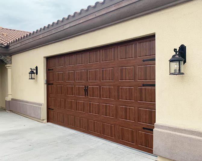 Brand new garage door installed and garage door opener serviced by Dedicated Garage Door Services